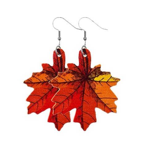 Maple Leaf Plaid Leather Earrings